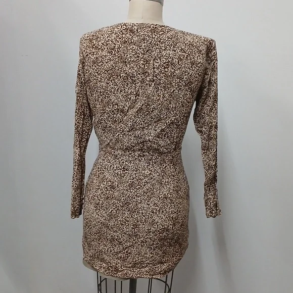 Zara Button Front Wrap Print Mini Dress/ Size L - Picture 4 of 10